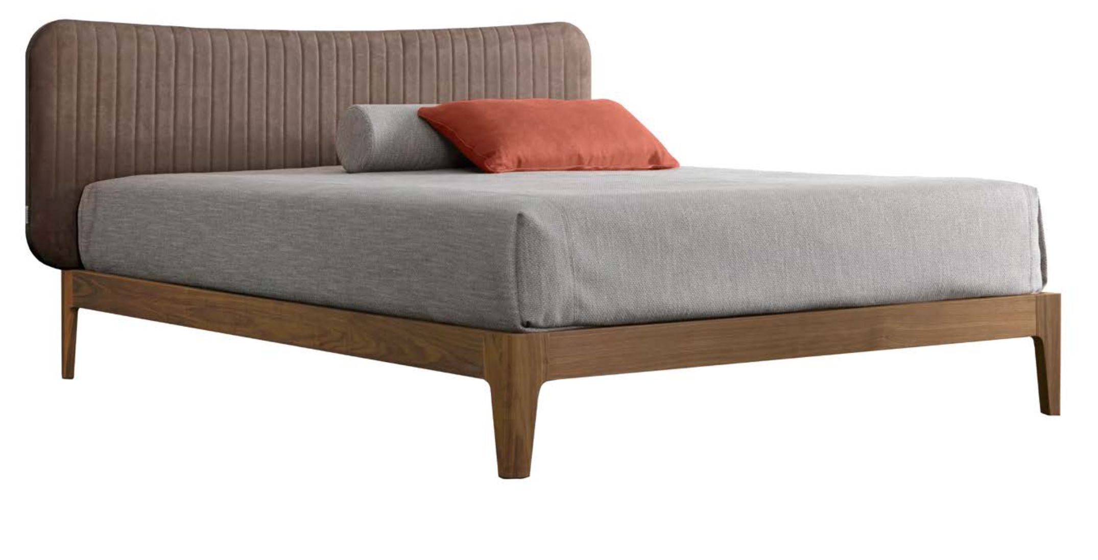 Letto BUTTERFLY giroletto legno, finitura HAVANA, rivestimento ECONABUK BISCOTTO@2x